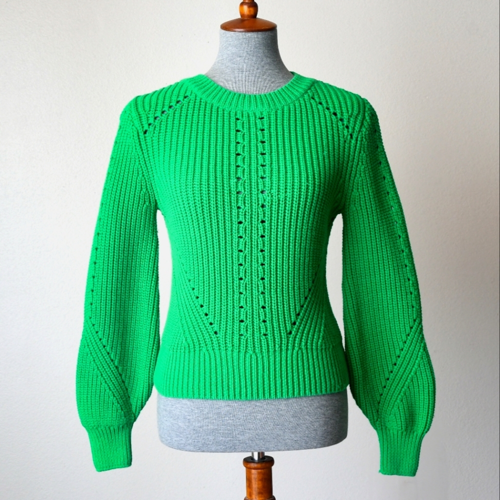 H&M Balloon Sleeve Pointelle Knit Sweater